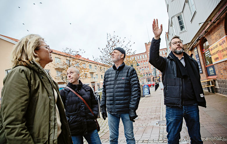 BID Gamlestaden startade 2018. Helena Holmberg är kommunens koordinator. Malin Rosenqvist, Jan Johansson och Magnus Alexandersson är alla representanter från fastighetsägarsidan. Foto: Tomas Ohlsson